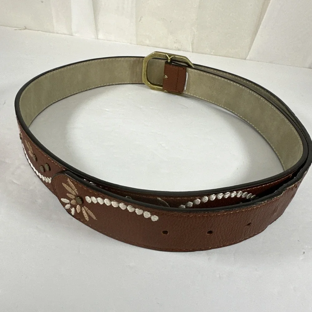 Womens Time and Tru Size XL Brown  Stud Embroidery Dress Casual Belt